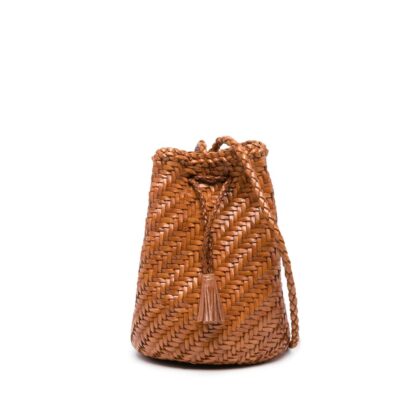 Dragon Diffusion Pompom Woven Bucket Bag