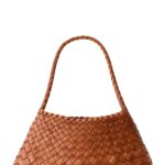 Dragon Diffusion rossana Brown Mini Shoulder Bag With Top Handle And Interwoven Design In Leather Woman