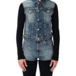 Hybrid Rib Knit And Denim Trompe-l Il Jacket Coperni
