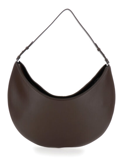 Jacquemus Brown le Calisso Rond Large Shoulder Bag With Adjustable Strap And Embossed Logo In Leather For Women
