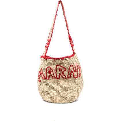 Marni Logo-embroidered Paper Shoulder Bag