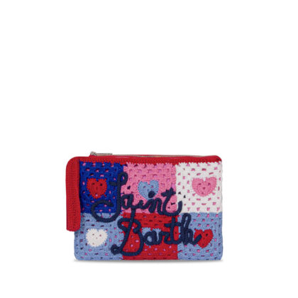 MC2 Saint Barth Parisienne Crochet Pouch Bag With Heart Embroidery