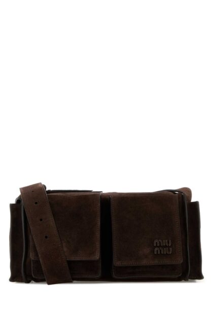 Miu Miu Dark Brown Suede Utilitaire Crossbody Bag