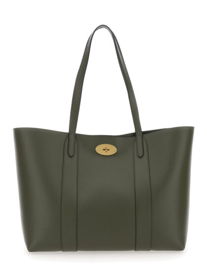Mulberry Bayswater Tote Bag With Turnlock Closure On The Front In Green Leather For Women