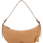 Peach Leather Large Prada Demi-lune Crossbody Bag