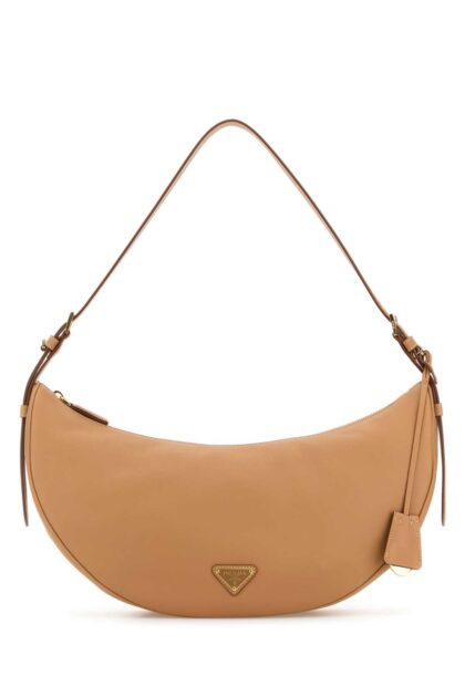 Peach Leather Large Prada Demi-lune Crossbody Bag