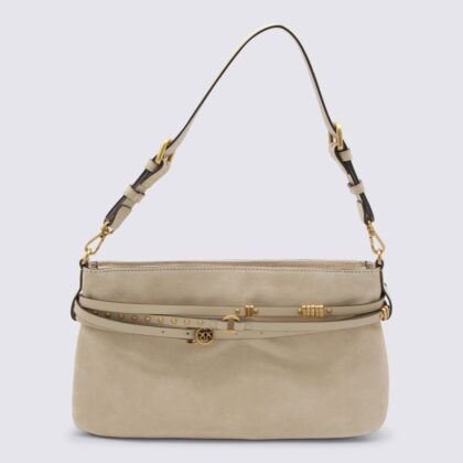 Pinko Beige Suede Belt Classic Shoulder Bag