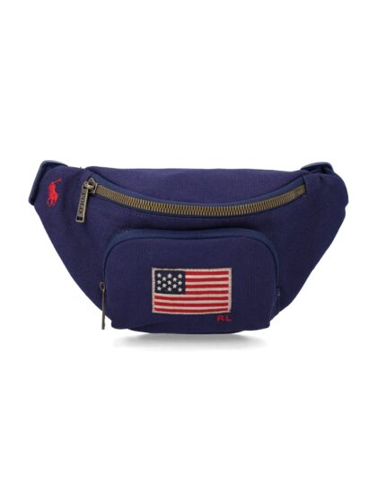 Polo Ralph Lauren Navy Canvas Belt Bag With Embroidered Flag
