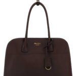 Prada Aubergine Leather Medium Shopping Bag