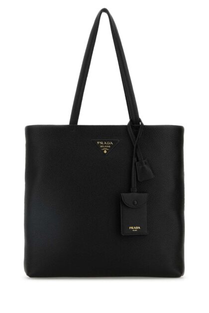 Prada Black Leather Shopping Bag