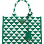 Prada Embroidered Fabric Small Symbole Shopping Bag