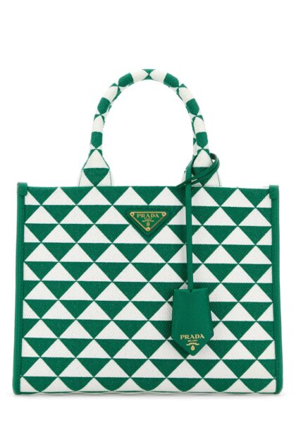 Prada Embroidered Fabric Small Symbole Shopping Bag
