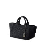 Prada Large Crochet Tote Bag With Leather Details
