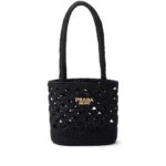 Prada Logo-embroidered Crochet Shoulder Bag