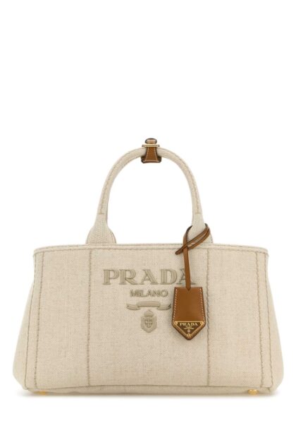 Prada Sand Canvas Shopping Bag