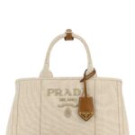 Prada Sand Canvas Shopping Bag