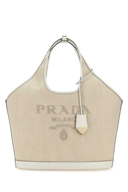 Prada Sand Canvas Shopping Bag