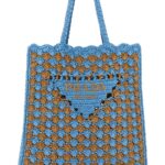 Prada Two-tone Raffia Shopping Bag