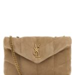 Saint Laurent Beige Suede Puffer Toy Crossbody Bag