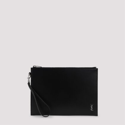 Saint Laurent Cassandre Tablet Holder In Shiny Leather With Zip