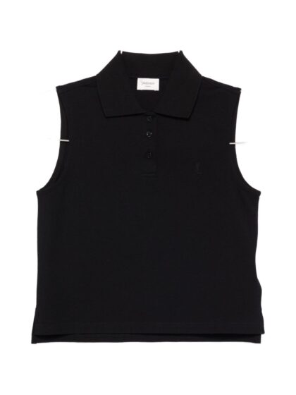 Saint Laurent Cotton Sleeveless Polo Shirt