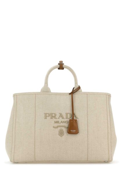 Sand Canvas Extra Large Prada Jardiniã¨re Shopping Bag
