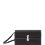 Savette symmetry Black Mini Crossbody Bag With Front Plaque Closure In Grained Leather Woman