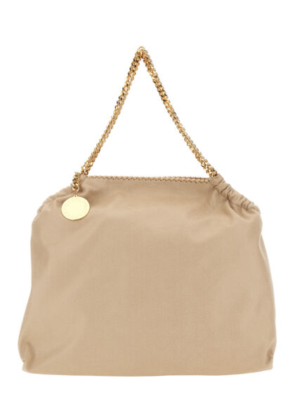 Stella McCartney falabella Beige Crossbody Bag With Diamond-like Chain And Logo Charm On The Front In Ecoleather Woman