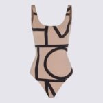 Totême Beige And Black Beachwear