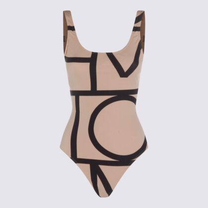 Totême Beige And Black Beachwear