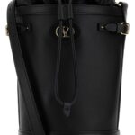 Valentino Garavani Black Leather Antibes Bucket Bag