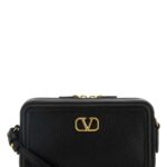 Valentino Garavani Black Leather Vlogo Crossbody Bag