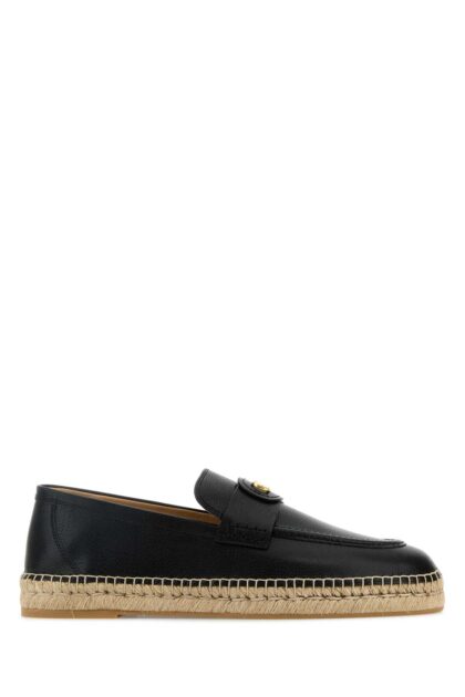 Valentino Garavani Black Leather Vlogo Espadrilles