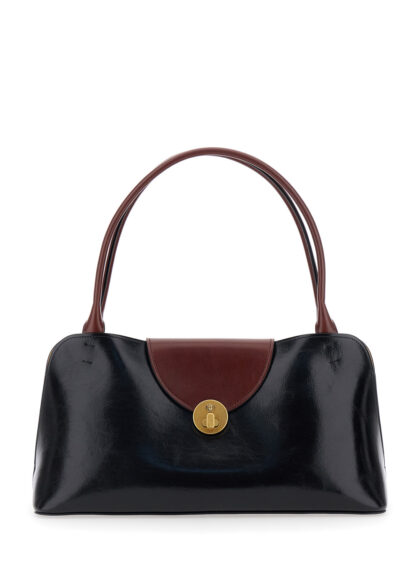Versace vivien Black Shoulder Bag With Turn Lock Closure And Medusa Plaque In Leather For Women
