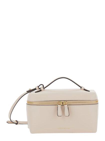 Victoria Beckham vanity Pale Pink Crossbody Bag With Adjustable Strap And Logo Lettering On The Front In Leather Woman