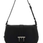 Alexander McQueen Black Leather Large Satchel Crossbody Bag Blacksilver T-bar Borse A Tracolla - Women