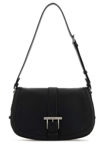 Alexander McQueen Black Leather Large Satchel Crossbody Bag Blacksilver T-bar Borse A Tracolla - Women