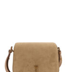 Ami Alexandre Mattiussi Suede Shoulder Bag With Metal Logo On The Front