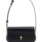 AMI Paris Black Shoulder Bag Paris with Adjustable and Removable Strap ADC Plate on the Front in Leather for Women - Women