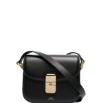 A. P.C. Grace Black Mini Crossbody Bag with Adjustable Strap and Logo Lettering Imprinted on the Front in Leather for Women Cow - Women