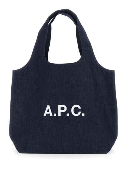 A. P.C. ninon Blue Shoulder Bag With Two Top Handles And Lettering Logo On The Front In Cotton For Men