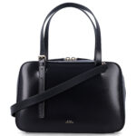 A. P.C. Virginie Leather Box Bag Black Cow Shoulder - Women