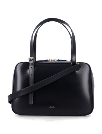 A. P.C. Virginie Leather Box Bag Black Cow Shoulder - Women