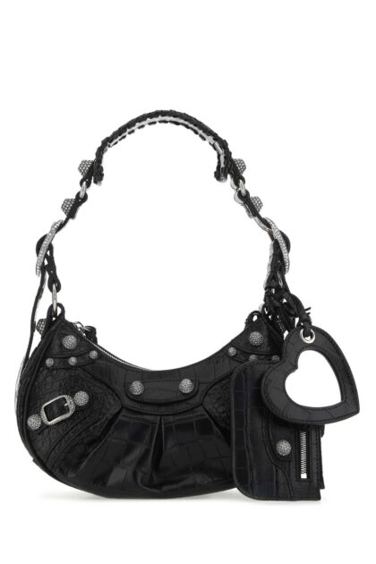 Balenciaga Black Leather Le Cagole Xs Shoulder Bag 1000 T Domesticated Calf Borse A Mano - Women