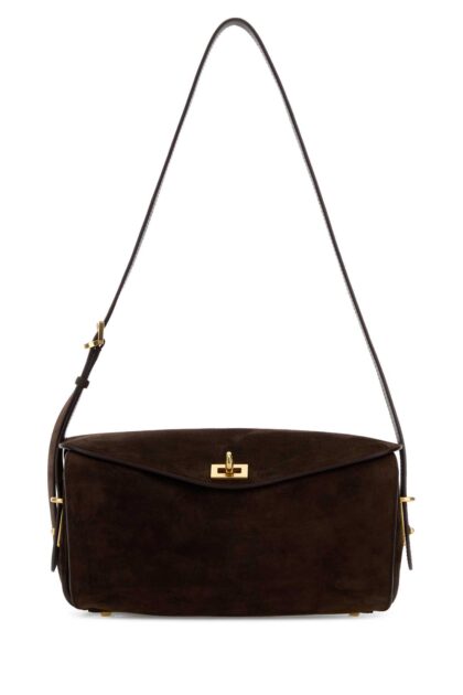 Balenciaga Dark Brown Suede Medium Le 7 Crossbody Bag