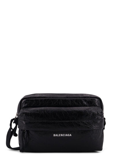 Balenciaga Leather Crossbody Bag With Logo On The Front
