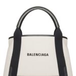 Balenciaga Navy cabas small shopping bag White/black Canvas Tote - Women