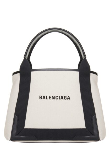 Balenciaga Navy cabas small shopping bag White/black Canvas Tote - Women
