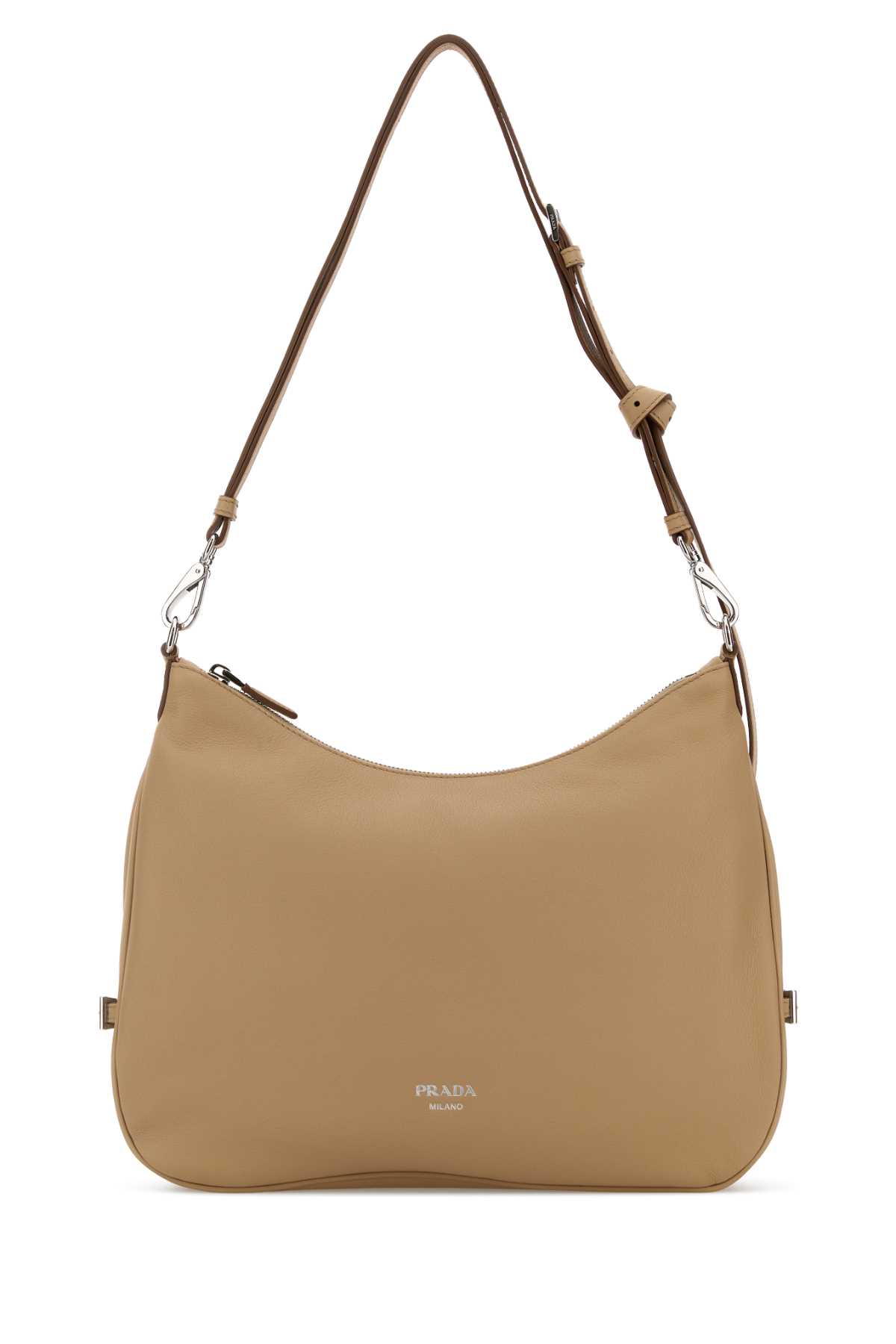 Beige Leather Large Prada Fold Shopping Bag Sabbia Borse A Mano - Women