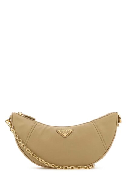 Beige Re-Nylon Prada Demi-Lune Shoulder Bag Cammello Poliammidericiclata-vitello Borse A Tracolla - Women